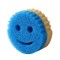 Burete de Vase, Cyrax, Rotund, din Burete PU, Model Smiley Face, Doua Fete, 10 x 4 cm, Galben/Albastru