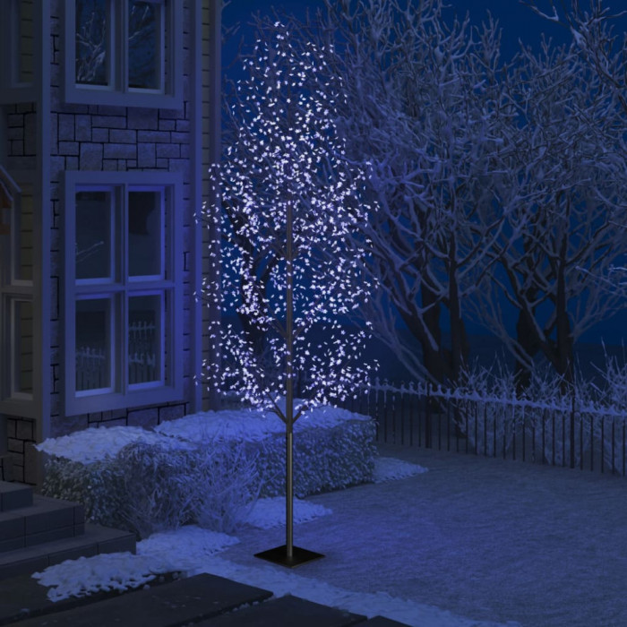 Pom Craciun, 1200 LED-uri lumina albastra flori de cires 400 cm GartenMobel Dekor
