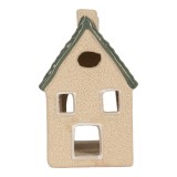 Cumpara ieftin Candela Casuta Craciun ceramica verde bej 8x11x14 cm