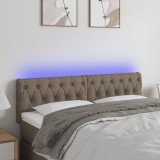 VidaXL Tăblie de pat cu LED, gri taupe, 160x7x78/88 cm, textil