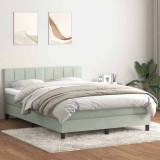 vidaXL Pat box spring cu saltea, gri deschis, 160x220 cm, catifea 3316263