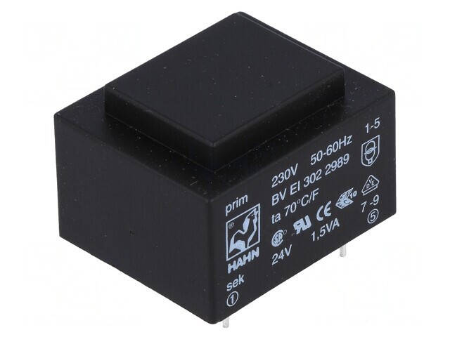 Transformator &Icirc;ncapsulat 1,5VA 230V-24V PCB