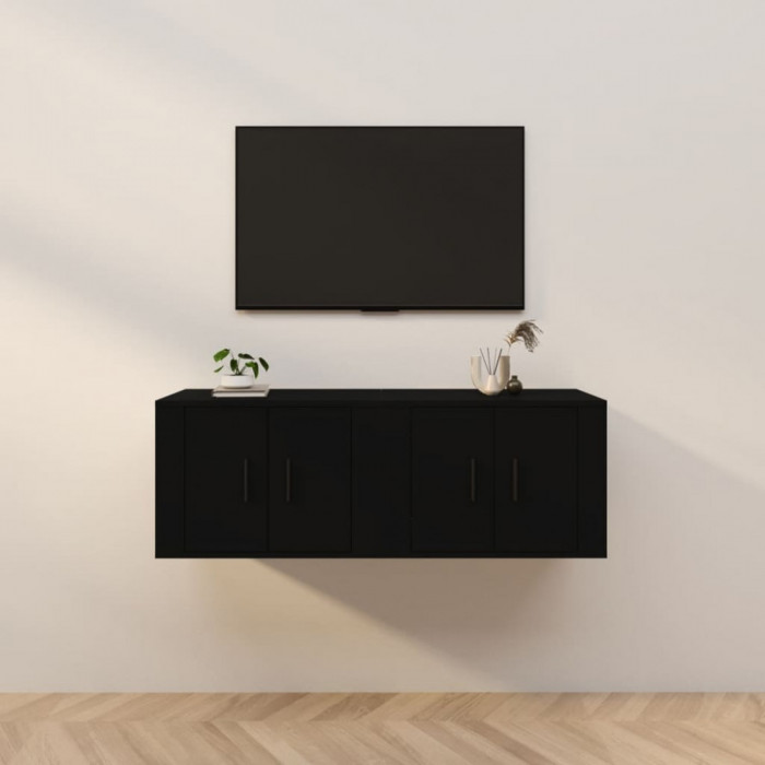 Dulapuri TV montate pe perete, 2 buc., negru, 57x34,5x40 cm