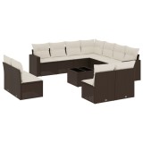 Cumpara ieftin Set canapele de gradina cu perne, 12 piese, maro, poliratan