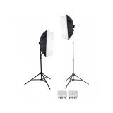 Cumpara ieftin Kit lumina continua set 2 softbox-uri studio foto videochat 4x2 becuri