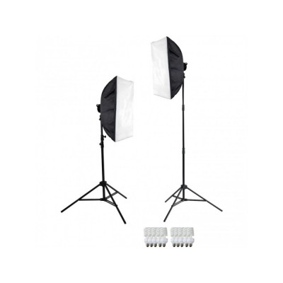 Kit lumina continua set 2 softbox-uri studio foto videochat 4x2 becuri foto