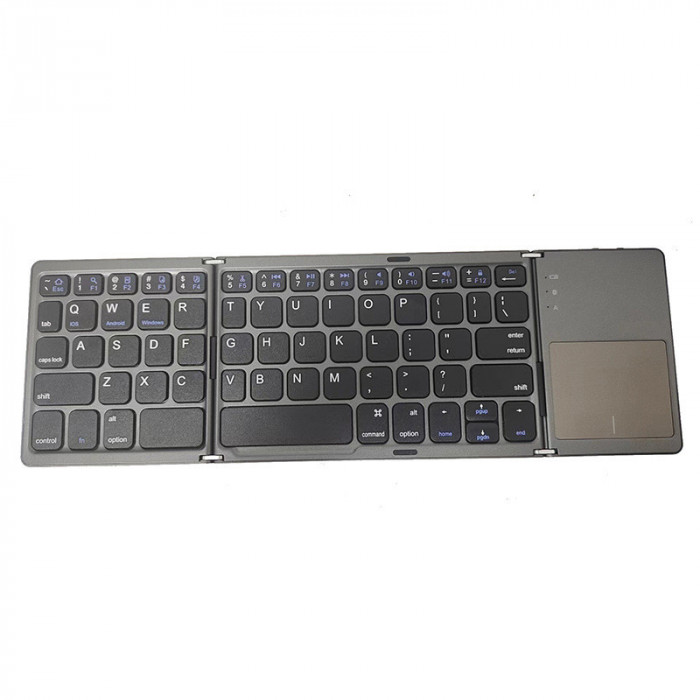 Tastatura pliabila ultra-subtire BRAGUS&reg;, touchpad incorporat cu 2 click-uri, wireless si compatibila cu Android, iOS, Smart TV, negru