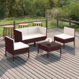 vidaXL Set mobilier de grădină cu perne, 5 piese, maro, poliratan 3094339