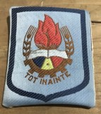 Ecuson Pionier Tot Inainte Fundal Albastru Nou Original Select Bucuresti RSR Comunism Epoca De Aur Militaria