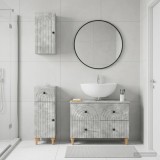 Cumpara ieftin Set de cabinet pentru baie cu 3 piese ALKMAAR Gri Beton