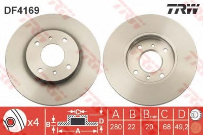 Disc frana NISSAN PRIMERA Break (WP11) (1996 - 2002) TRW DF4169 foto