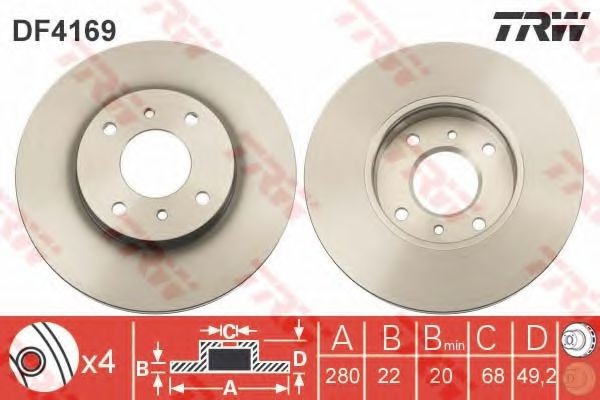Disc frana NISSAN PRIMERA Break (WP11) (1996 - 2002) TRW DF4169
