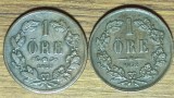 Suedia - SUPEROFERTA - set 2x 1 ore 1857 Oscar I + 1872 Carl XV - bronz - calitate impecabila !