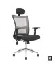 Scaun directorial HM Neon gri, mesh, brate ajustabile, inaltime reglabila, cadru cromat, 100 kg, negru/gri