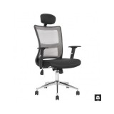 Scaun directorial HM Neon gri, mesh, brate ajustabile, inaltime reglabila, cadru cromat, 100 kg, negru/gri