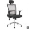 Scaun directorial HM Neon gri, mesh, brate ajustabile, inaltime reglabila, cadru cromat, 100 kg, negru/gri