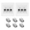 Set 2 Prize triple de retea RJ45 cu 4 mufe CAT 6A, Kwmobile, Alb, Metal, 54571.03.02