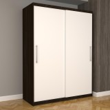 Dulap Dormitor Nova Eco 150 cm x 200 cm, fara oglinda, wenge cu usi glisante albe