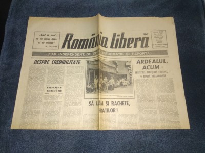 ZIARUL ROMANIA LIBERA 3 AUGUST 1990 RAZBOI IRAK foto
