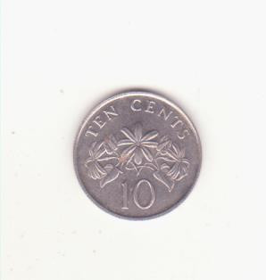 Singapore 10 cenți 1990 - ribbon upwards.