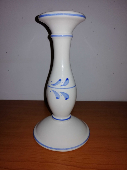 Suport lumanare ceramica vintage Alcobaca Portugal 20.5 cm