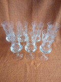 Lot de 7 pahare elegante cu picior pentru vin sau suc, semicristal gravat 20 cm