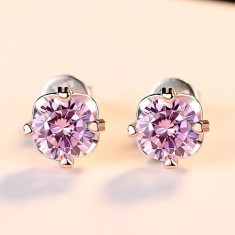 Cercei Din Argint Sapphire cu Ametist ROZ cod ARG387E foto
