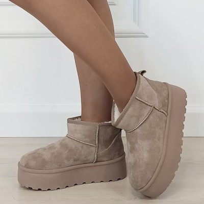 Ghete kaki deschis imblanite cu talpa groasa LT33-43 112 foto