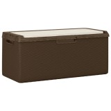 Cumpara ieftin Cutie depozitare de gradina cu perna de sezut, maro, 350 L, PP