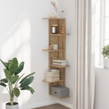 vidaXL Raft colț perete stejar artizanal 36,5x36,5x140cm lemn compozit 852635