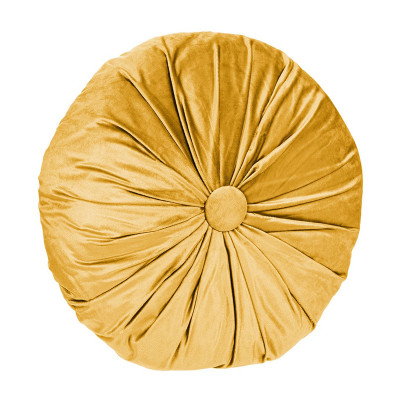 Perna decorativa cu nasture, 40 x 10 cm, poliester, forma rotunda, Mustar foto