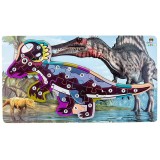 Puzzle dinozaur Pachycephalosaurus 3D incastru din lemn cu litere, 40x22 cm