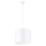 Lampă Suspendată Nova Albă, Țesătură/Pvc, 1 Bec Oval Minimalist De Interior.
