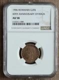 Cumpara ieftin Moneda AUR 20 lei 1906, AU58, certificata, gradata. Tiraj foarte mic si RAR , doar 15.000 ex. !