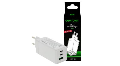 PATONA Premium GaN PD65W Adapter 2xUSB-C 1xUSB-A PD3.0 QC3.0 foto