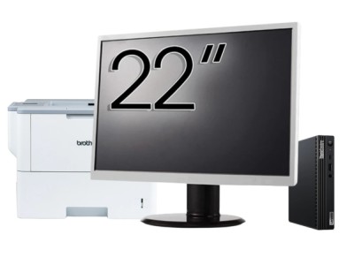 Pachet Calculator Second Hand Lenovo M80q Mini PC, Intel Core i5-10400T 2.00 - 3.60GHz, 16GB DDR4, 256GB SSD + Monitor 22&amp;amp;quot; &amp;amp; Imprimanta Brother H foto