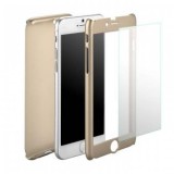 Husa iPhone 8 Plus Auriu MyStyle + Folie Sticla Protectie Ecran, Design Slim, Protectie Camera