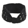 Bentita Par Dama Impletita Nod cu Perle Albe, Neagra, Poliester, Tricotata - Accesoriu Moda Elegant