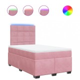 Cumpara ieftin Pat box spring cu saltea, roz, 120x200 cm, catifea