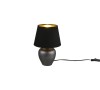 Veioza Masa ABBY Negru/Auriu E14 TRIO - Lampa Ceramica Decorativa Noptiera/Comoda, Abajur Textil Elegant, 26cm