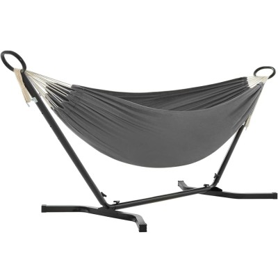 SONGMICS Hamac cu cadru metalic, reglabil la 5 inaltimi, maxim 240 kg, 300x90x95cm, gri Household NewTrend foto
