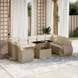 Gossi set canapele de gradina cu perne, 10 piese, bej, poliratan