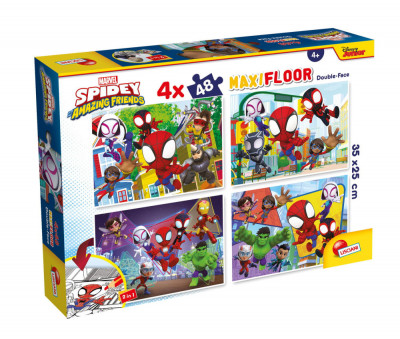 Puzzle de colorat maxi - Paienjenelul Marvel si prietenii lui uimitori (4 x 48 de piese) foto