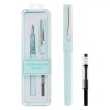 Set Stilou Bleu Pastel + Rezerva Cerneala, 2 Buc. Stilou Elegant Fete, Scriere Ergonomica, Cadou