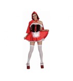 Costum Scufita Rosie pentru Adulti, Rochie Sort si Pelerina, Marimea S