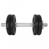Gantera 12 kg, set 4 discuri, argintiu/negru, din otel, 35x16x16cm, DHS