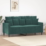 VidaXL Canapea cu 2 locuri, verde &icirc;nchis, 140 cm, catifea 359305