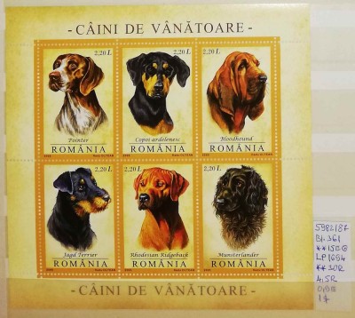 2005 Caini de vanatoare Bl.361 LP1694a MNH Pret 4+1Lei foto