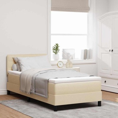 vidaXL Pat boxspring cu saltea cu saltea Crem 80 x 200 cm țesătură 3338571 foto