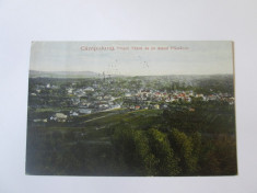 Campulung Muscel,orasul vazut de pe dealul Flamanda,carte postala circulata 1925 foto